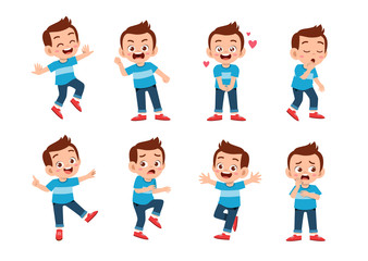 cute kid with many gesture expression set © Colorfuel Studio