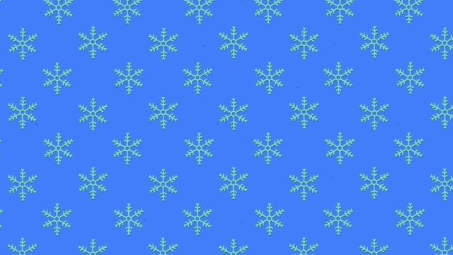 A cute animation: a repeated pattern of ice or snow crystals, floating towards the upper left angle of the screen, over a light blue background.
