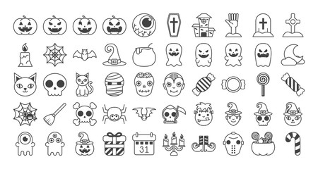 bundle of halloween set icons