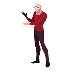 man using technology of augmented reality