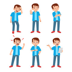 Fototapeta premium cute teen gesture many expression set bundle