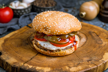 Burger with meat Patty and jalapeno