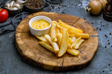 French fries with cheese sauce
