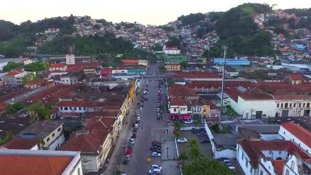 Drone shot of Valongo in Santos Brazil