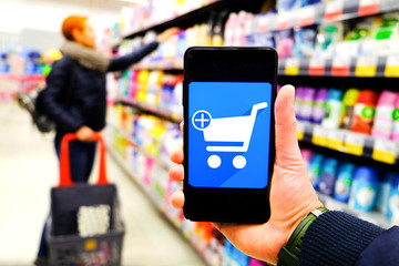 Young woman hands using mobile payment. Online payment. Mobile banking.