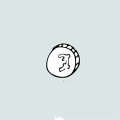 Hand drawn euro coin, money or finance idea