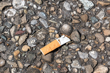Pollution by cigarette stub thrown on the ground