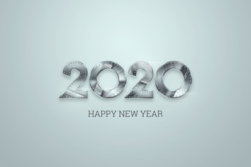 Creative design, Happy New Year, Metallic numbers 2020 Design on a light background. Merry Christmas