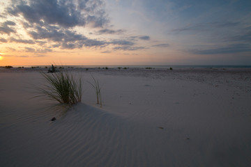 Sunset in the Słowiński National Park. Poland, Leba.