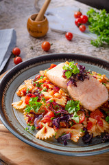 Fresh tomato pasta with salmon