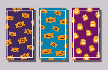 bundle of halloween candies and pumpkins patterns