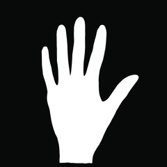 female hand in white on a black background. eps 10 vector illustration. hand drawing