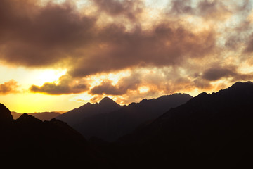 sunrise on Fagaras mountain ridges, Romania