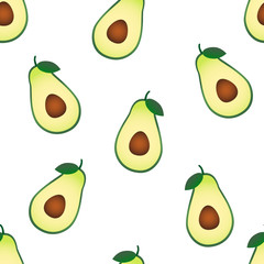 Avocado seamless isolated pattern. White background for menu, restaurant, textiles, cards, invitations, website, banner, cafes, restaurants, coffee shops, catering. Vector illustration.