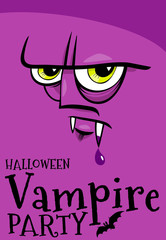 Halloween holiday poster design with cartoon vampire