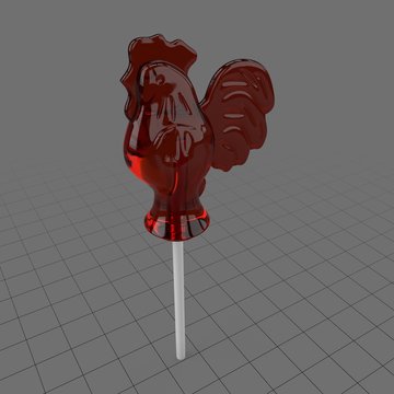 Rooster shaped lollipop