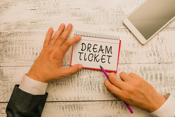 Handwriting text writing Dream Ticket. Conceptual photo If an opportunity or a situation is in...