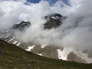 clouds over mountains