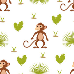 pattern with monkey on white background
