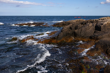Fototapeta na wymiar coast of sea, unique rocky coast on the island of Bornholm