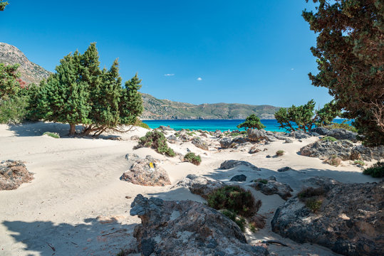 beach and rocks in greece