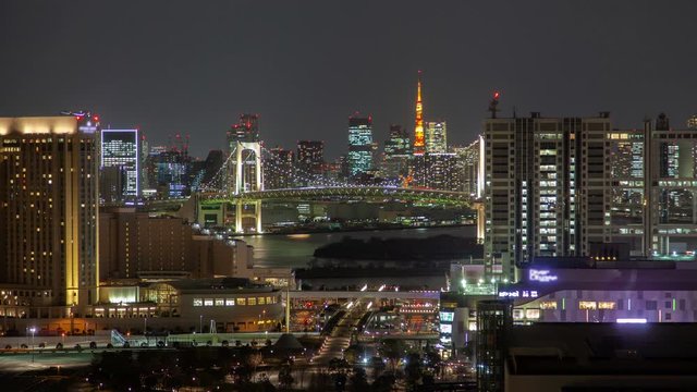 Tokyo Night Aerial Cityscape Lights Road Traffic