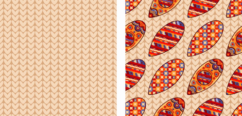 Christmas. Noel. Weihnachten. Christmas knitting seamless pattern and Beautiful Christmas pattern 