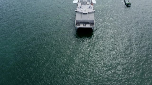 Amphibious ship transport or battleship on the sea