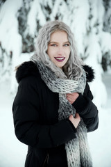 Young smiling woman winter portrait