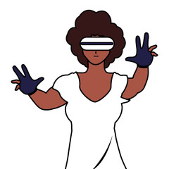 woman using technology of augmented reality