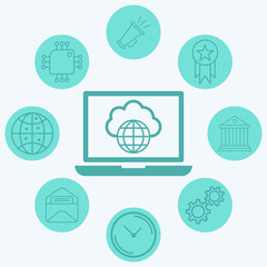 Cloud computing vector icon sign symbol