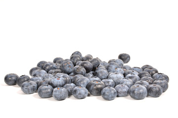 Blueberry pile isolated on white, blue berry pile with copy space