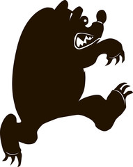  silhouette of an attacking bear from the forest