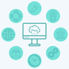 Cloud computing vector icon sign symbol