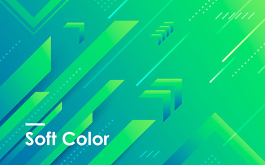 Blue and green gradient geometric shape background. Modern dynamic element design decoration. 