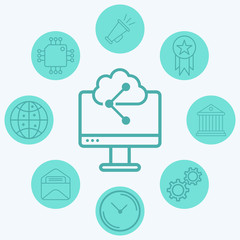 Cloud computing vector icon sign symbol