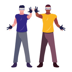 men using technology of augmented reality