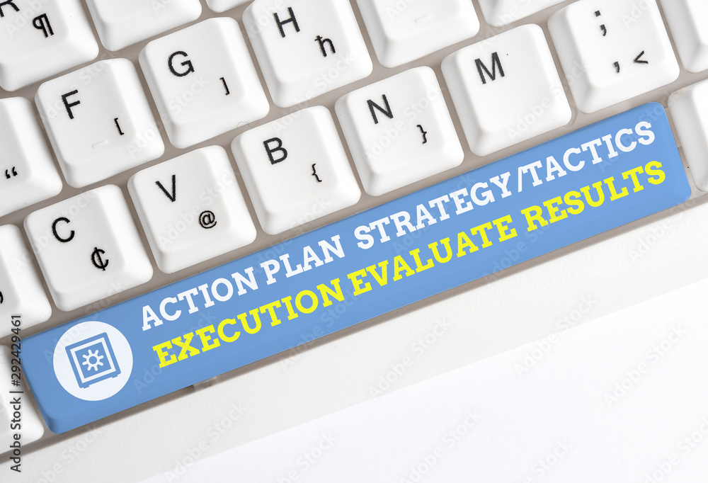Poster word writing text action plan strategy ortacti. business photo showcasing action plan strategy or ta