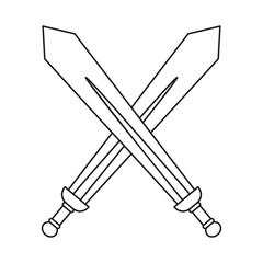Line art black and white crossed swords