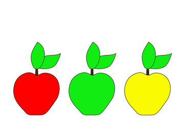 Simple drawing of three apples, vector illustration