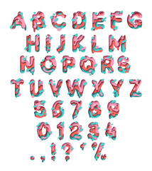 Paper cut letter. Fluid typeface, texture style papercut.