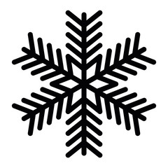 Simple black snowflake with rounded corners. Vector icon