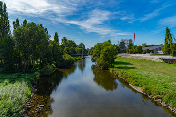 View from Enzauenpark to Gasometer