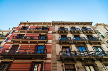 Fototapeta na wymiar Traditional colorful Spanish architecture houses
