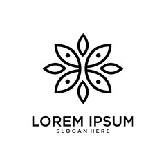 Abstract elegant tree leaf flower logo icon vector design	