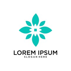 Abstract elegant tree leaf flower logo icon vector design	