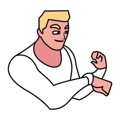 Man with smartwatch vector design