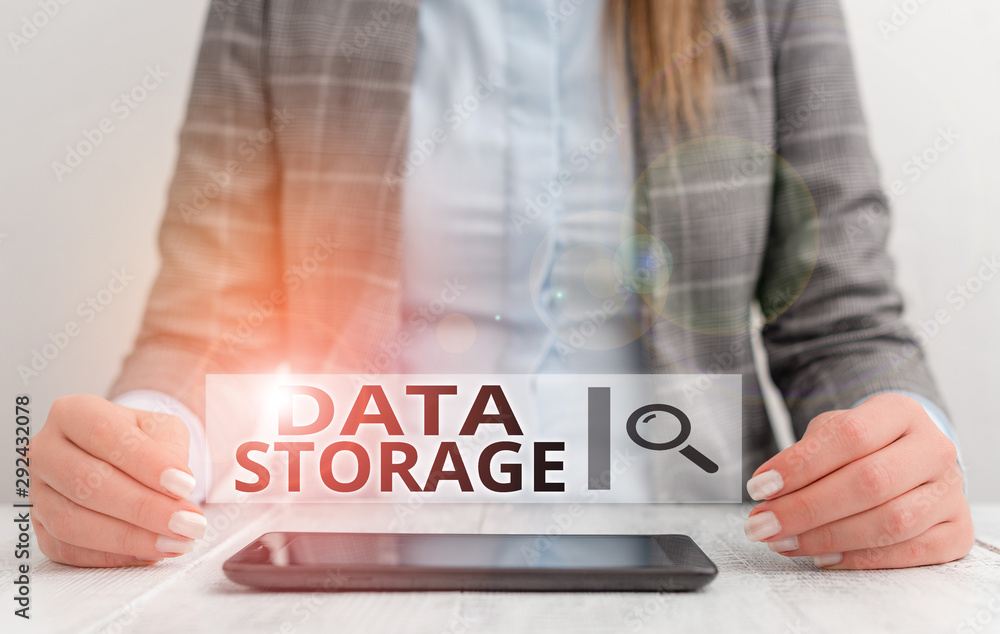 Poster handwriting text writing data storage. conceptual photo the act of archiving data in electromagnetic