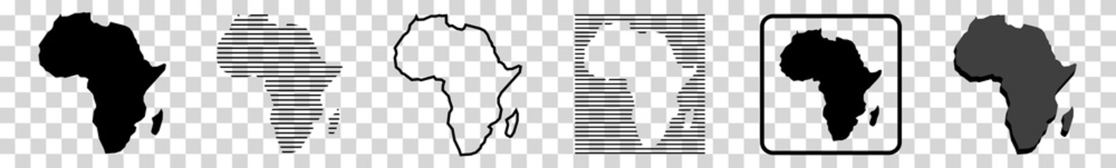Africa Map | African Border | Continent | Isolated Transparent | Variations