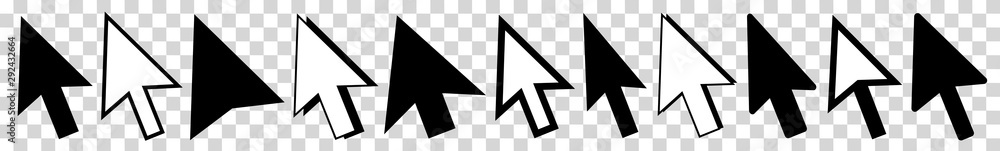 Fototapete Cursor | Mouse Arrow Icon | Computer Mouse Pointer | Isolated Transparent | Click Variations